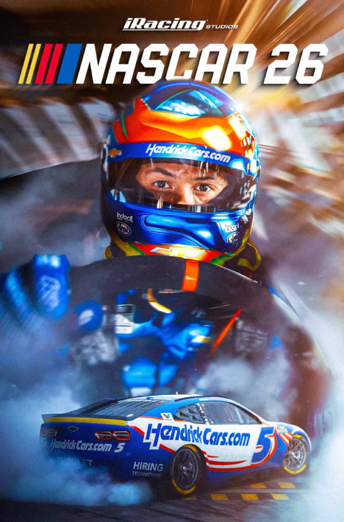 NASCAR 26 cover art on the NASCAR game hub