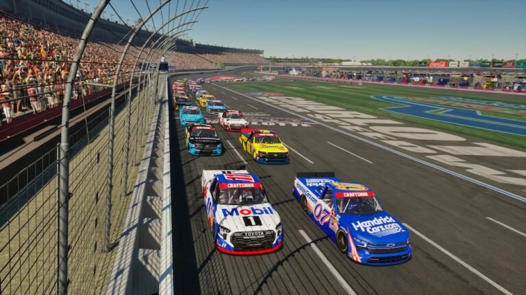 NASCAR 26 cross-platform multiplayer lobby showing players on different consoles racing together online