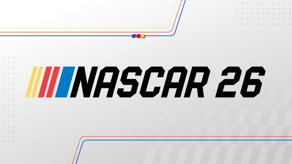NASCAR 26 official promotional artwork featuring Kyle Larson on the cover