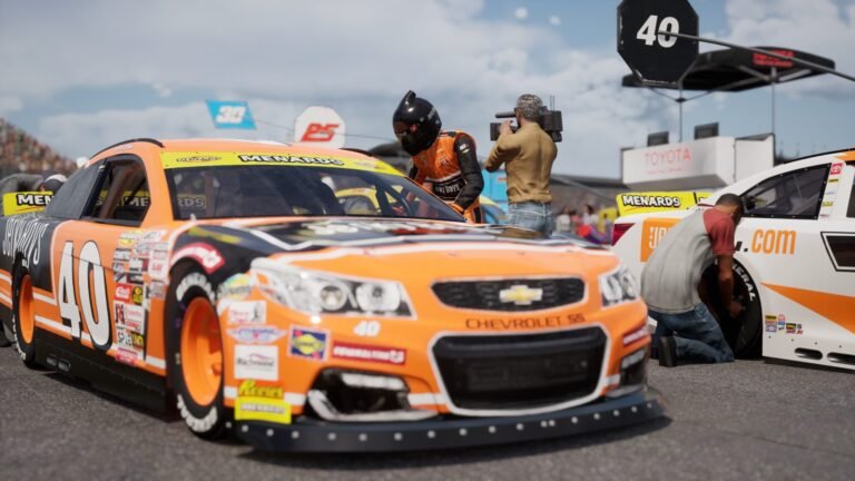 NASCAR 26 pre-race grid with the #40 Jerky Boys ARCA Chevrolet SS in Career Mode